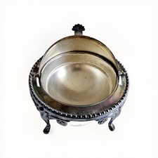 Antike englische Butterdose Rollhaube versilbert um 1910 England Vintage Silber