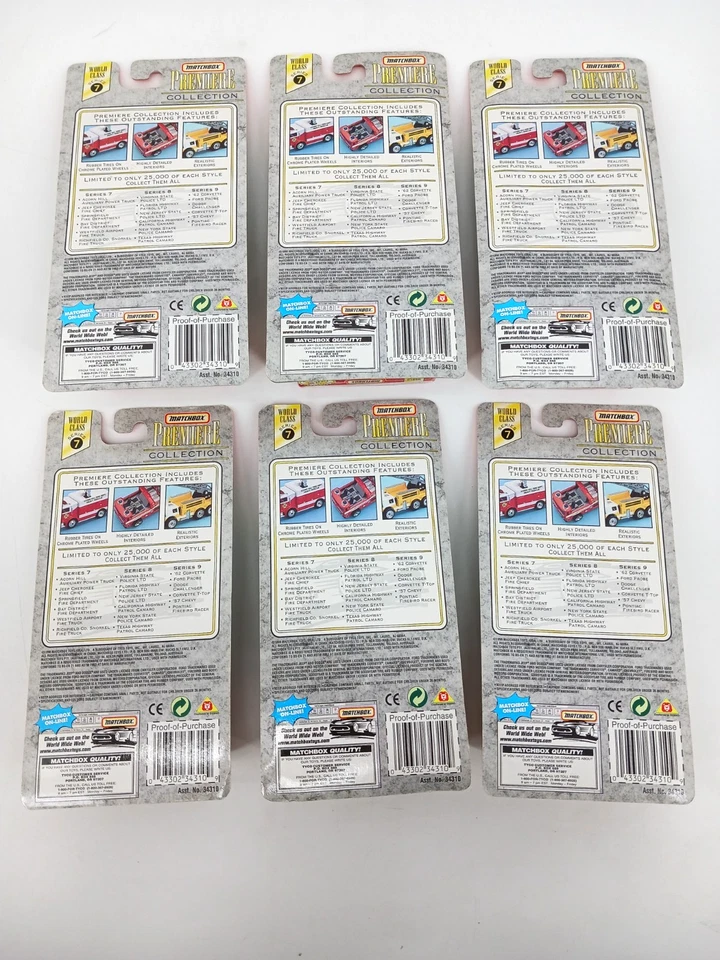Matchbox Premiere Fire Collection World Class Series 7 Full Set of 6 1996 Sealed - Image 2 of 4