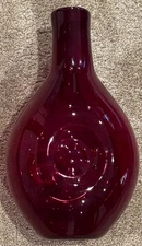 Blenko Bravo! 2307 Art Glass bottle  Dent Vase Ruby Color Signed by Blenko
