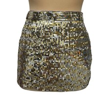 NWT Abercrombie Fitch Y2K Gold Silver Sequin Micro Mini Skirt Size 6 29W