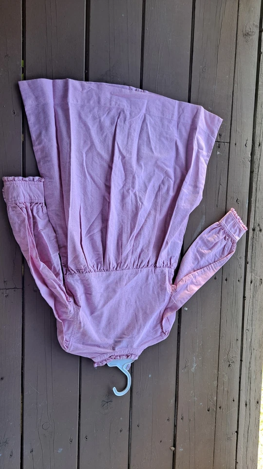 Ralph Lauren Girls Shirt Dress Size 6 Pink Pinstripe Collar Ruffles - Image 2 of 4