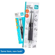 PEN + GEAR Retractable 0.7mm Gel Pens Black Ink Pack of 2- BRAND NEW 