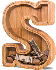 Wooden Letter Piggy Bank for Kids Larger Letter Piggy Bank for Boys and Girls Pe