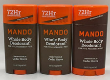 3PK Mando Whole Body Smooth Solid Deodorant Stick 2.6 OZ EA Cedar Grove READ