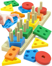 Montessori Toys for 1 2 3 Year Old Boys Girls Gifts, Wooden Shape Sorter Toys.