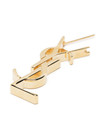 100% AUTH NEW WOMEN SAINT LAURENT CASSANDRE GOLD TONE BRASS SINGLE LOGO EARRING — photo 2