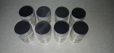8 Pack of Clear Plastic Storage Jars with Aluminum Lids 2.5 Wide by 3.5 Tall