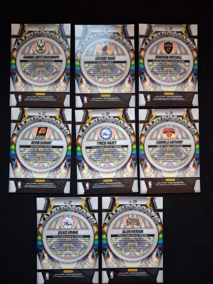 8x 2024-25 PRIZM BLACK KALEIDOSCOPIC LOT - Giannis & Iverson & Wade & Durant +++ - Bild 2 von 2
