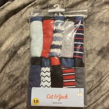 10 Pack Cat  Jack Underwear Boys Size Medium 8 Cotton Boxer Briefs SKU SDR New