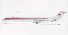 American Airlines MD-80 airliner print in profile by Bob Doerr