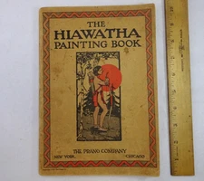 ANTIQUE 1913 HIAWATHA PAINTING BOOK PRANG Co CHICAGO COLORED PAINTED 26 PAGES