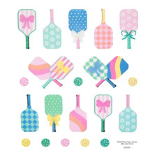 2 Sheets Pastel Pickleball Sport Stickers Crafts Planner Supply Party