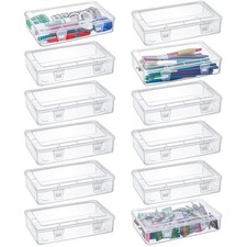 12 Pack Clear Plastic Storage Containers with Lids, 8 x 5 x 1.75 Inch Empty H...