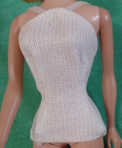 Vintage Barbie Clothes - Superstar Era Silver White Top