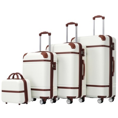 4 Pieces Luggages and Cosmetic Case Spinner Suitcase with TSA Lock Lightweight