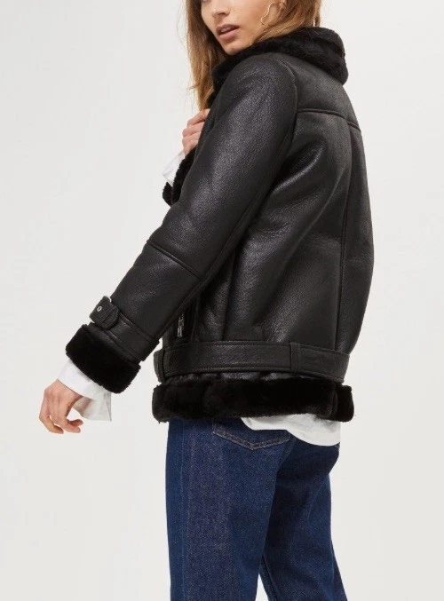 CHAQUETA MOTERA TOPSHOP IMITACIÓN PIEL DE OVEJA NUEVA CON ETIQUETAS TALLA US 2 UK 6 EU 34 $160 Foto 2 de 4