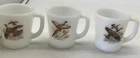 3 Fire King Oven Ware Made In USA Coffee Cups Mugs Goose Grouse Pheasant Vintage