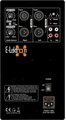 E-Lektron SUB-Q45A PA-Subwoofer Aktiv 18"/45cm Bass Lautsprecher Box 1000W-Peak - Afbeelding 8 van 9
