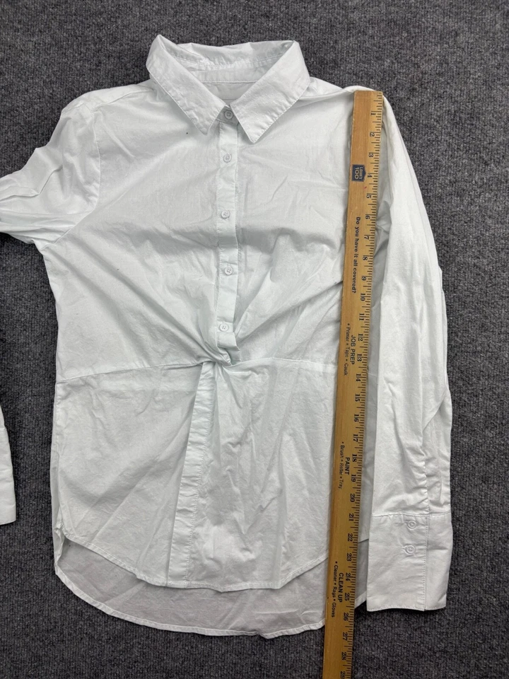 Camisa Lola River Para Mujer S Blanca Manga Larga Botón Torcido Frontal Cuello Blusa Foto 4 de 4