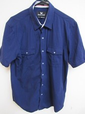Buttercloth Icy Cotton Regular Fit Blue Short-Sleeve Button-Up Shirt XL