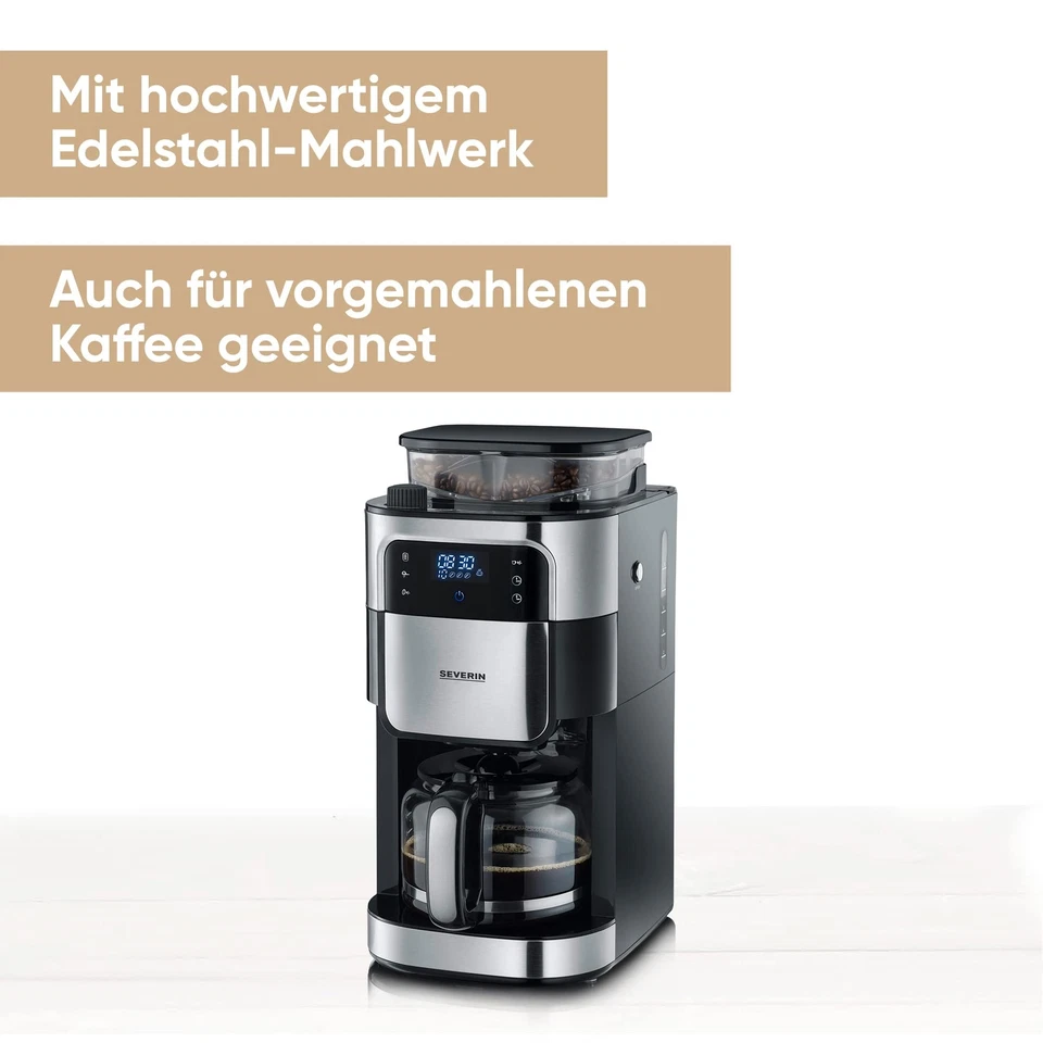 Kaffeemaschine mit Mahlwerk Kaffeeautomat mit Glaskanne und Timer-Funktion au... - Bild 2 von 4