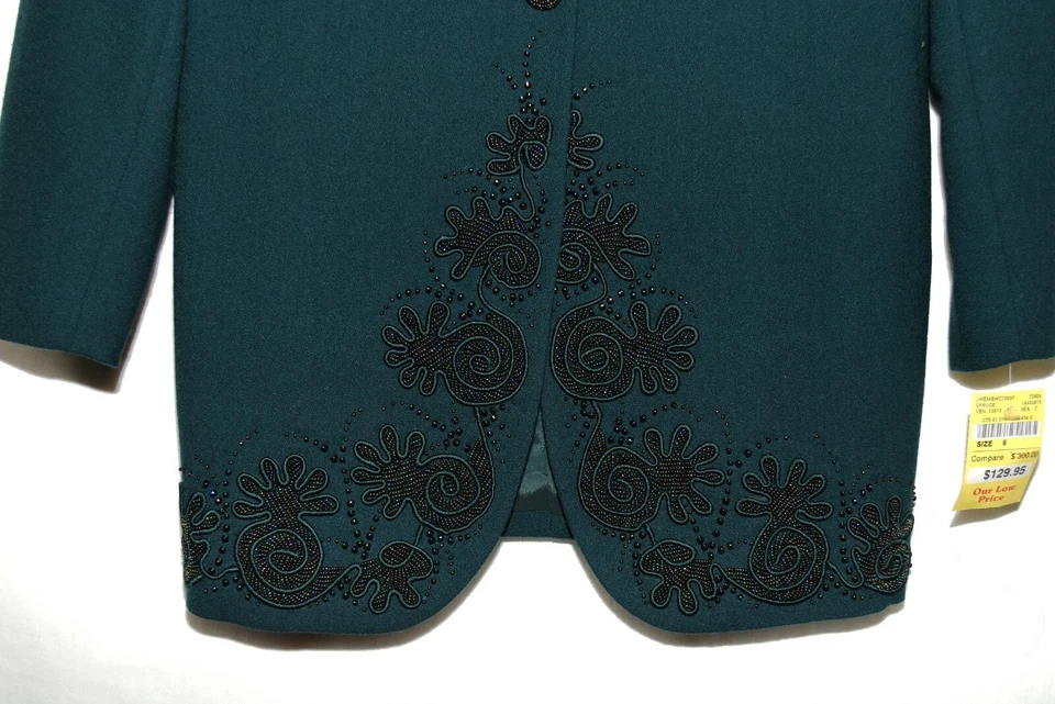 Chaqueta Blazer John Meyer of Norwich Verde Oscuro Lana Cuentas Mujer Talla 6 Nueva con Etiquetas Foto 3 de 4