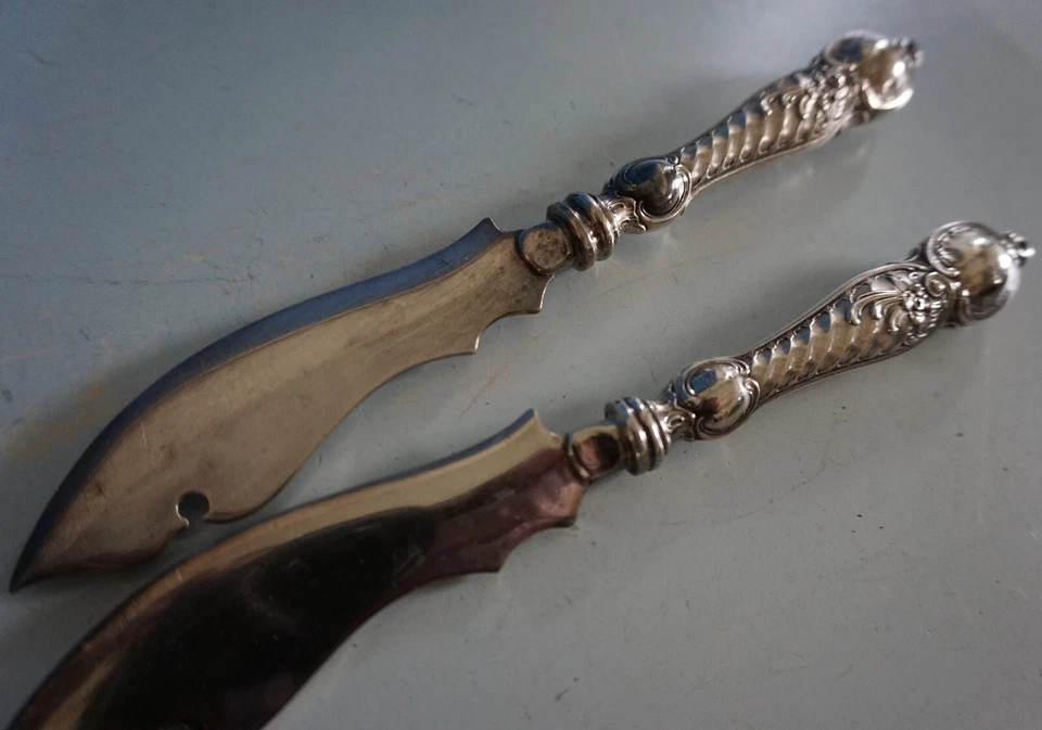 2 WMF seltene Buttermesser Messer versilbert Rocaillendekor vor 1900 (523-050) - Bild 4 von 4
