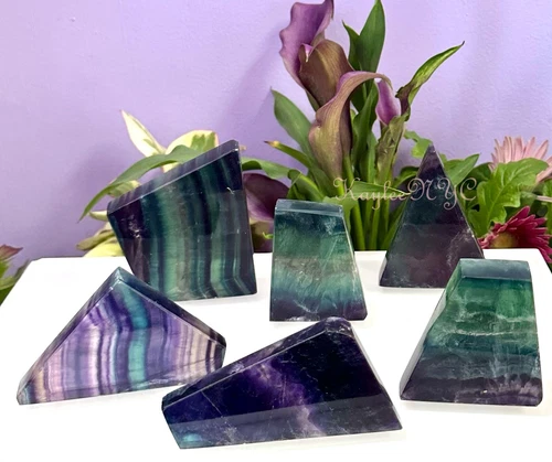 Wholesale Lot 6pcs Natural Rainbow Fluorite Polished Slab Crystal 1.9-2 Lbs