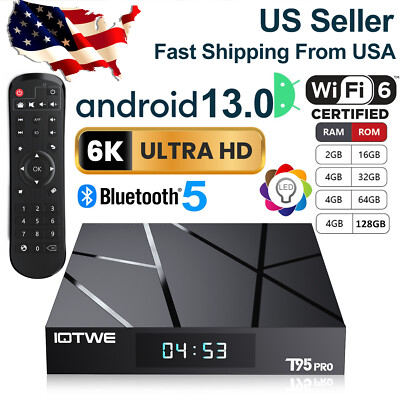 2024 Upgraded T95Pro Smart Android 13.0 TV Box Quad Core 6K 4K HD Stream Player