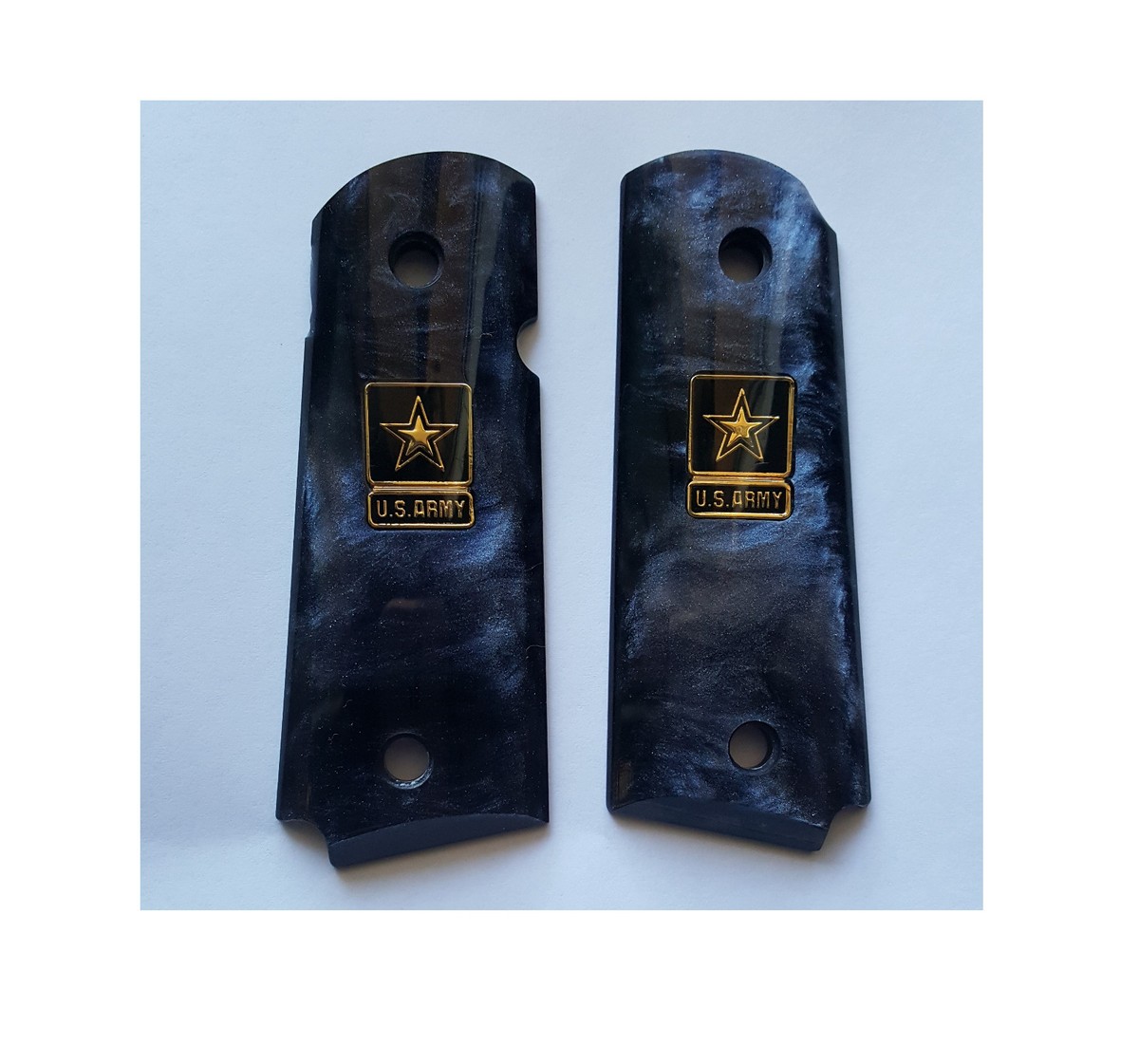 AJAX／BLACK PEARL grip／compact-1911 AJAX Grips fits 1911 COMPACT - Black Pearlite w/ US ARMY