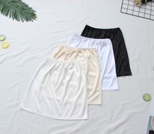 Women Satin Faux Silk Underskirt Petticoat Mini Under Skirt Half Slip Unederwear