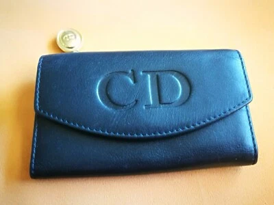 Auth. CD Christian Dior echt Leder Schlüsseletui Geldbörse schwarz gold Neu - Bild 1 von 4