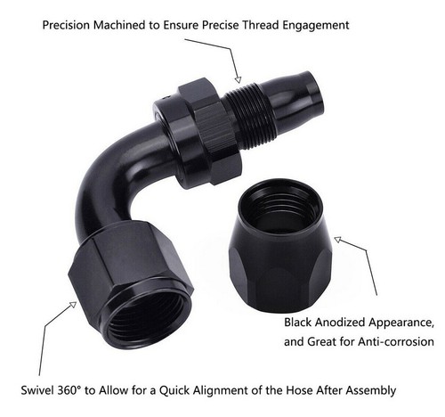AN10 Fuel Line Kit 10AN Nylon Braided Oil Fuel Line Hose Fitting Swivel Hose End - Afbeelding 10 van 16