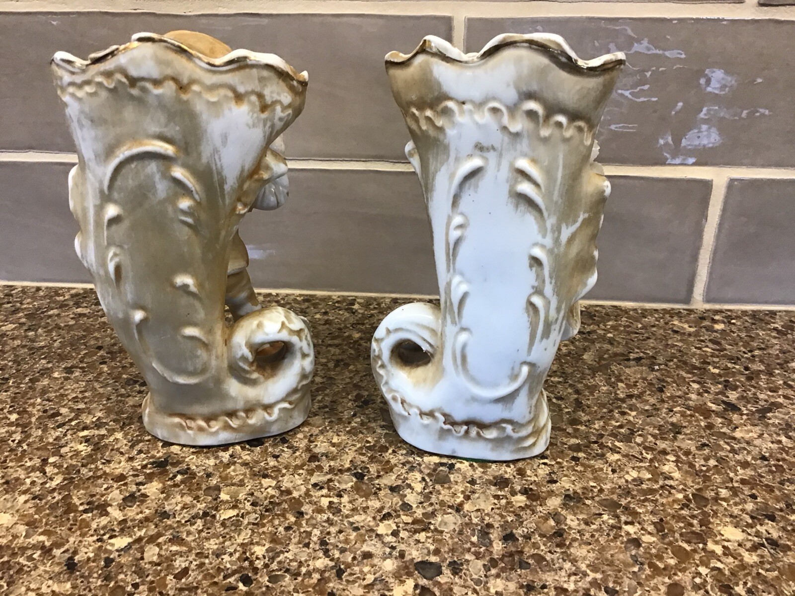 Vintage Betson Japan Vase Porcelain Boy w/ Flute Girl W/ Tamborine Hand Painted eBay