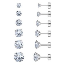 Flat Back Stud Earrings for Women - Hypoallergenic Surgical Steel Earrings wi...