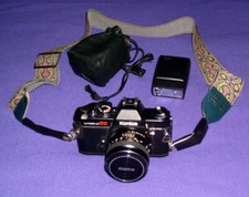 Konica AutoReflex TC 35mm SLR Camera w/ Case, Two Additional Lens, Leather Bag