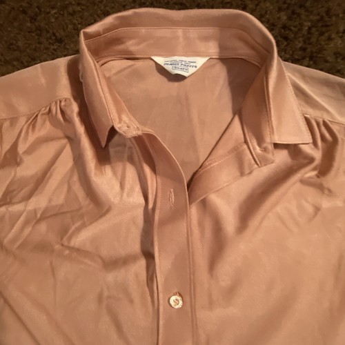 Vintage 60s 70s Sears Perma Prest Blouse Size L Dusty Rose Pink Long Sleeve EUC - Picture 3 of 8