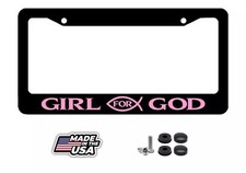 Pink Girl For God Christian License Plate Frame
