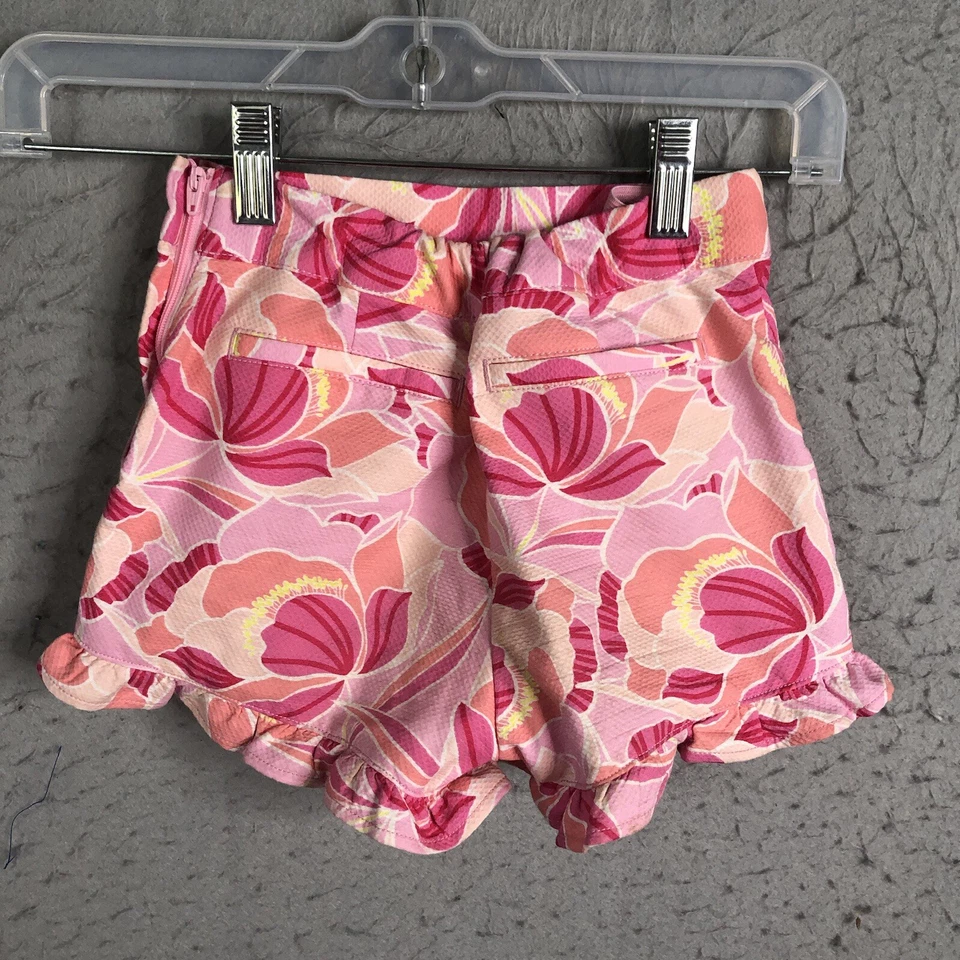 Janie And Jack Shorts Girls 7 Pink Floral Peony Ruffle Beach Feminine Bright - Image 2 of 4