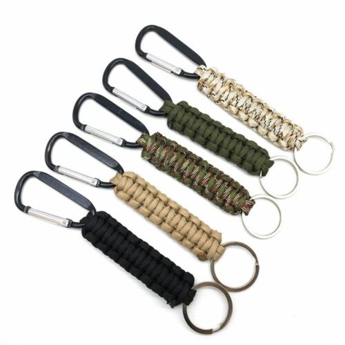 Cord Keychain Military Emergency Paracord Survival Kit Parachute Rope Carabiner - Picture 1 of 12