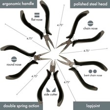 5 Piece Pliers Set, BeadSmith of Side Cutters, Bent, Flat, Chain  Round Nose