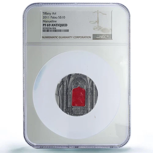 Palau 10 dollars Manueline Tiffany Art Architecture PF69 NGC silver coin 2011