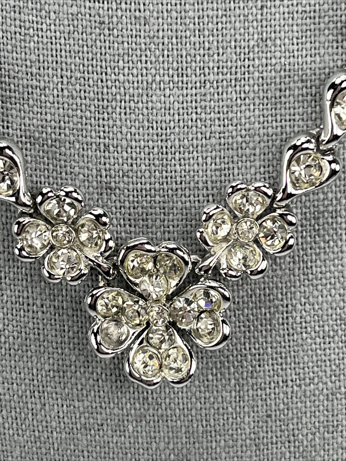 Vintage Bogoff signed clear Rhinestone Necklace s… - image 2