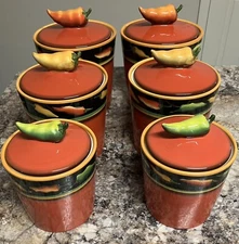Clay Art Jalapeño Hand Painted 3 Piece Canister Set