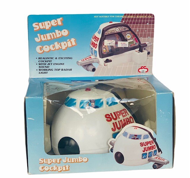 Super Jumbo Cockpit Airplane toy vtg nib box Japan plane jet Ever