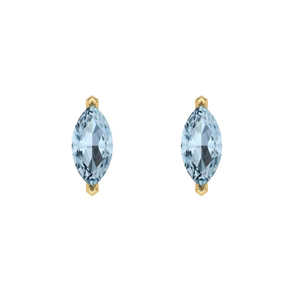 1 ct Marquise Cut Solitaire Stud Earrings Solid Yellow Gold Earrings Screw back - Image 3 of 4