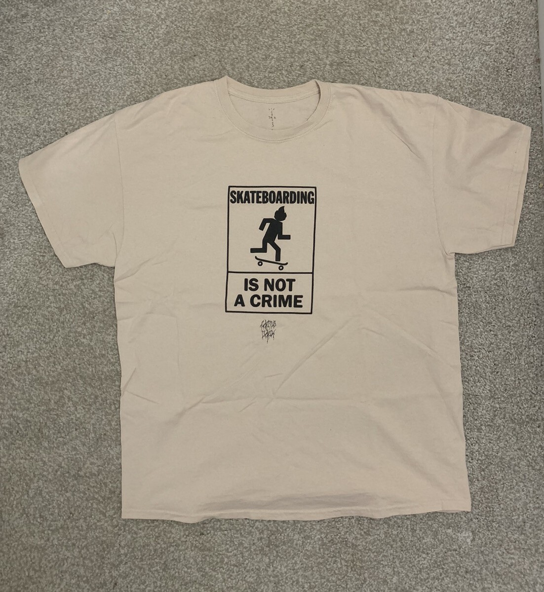 Travis Scott Cactus Jack Skateboarding Is Not A Crime T-Shirt L 100%  AUTHENTIC