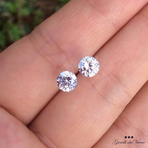 PAIO ORECCHINI DONNA UOMO ZIRCONI BRILLANTINI PUNTOLUCE IDEA REGALO 2 - 6 MM - Foto 7 di 8