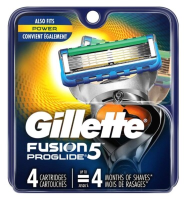 NEW Gillette  Proglide Power Razor Blade Refills 4 Cartridges Fits Power Razors
