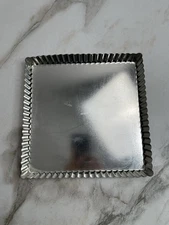 Fluted Tart Pie Pan Removable Bottoms Made In France Square Tin 8.5”x8.5” Baking